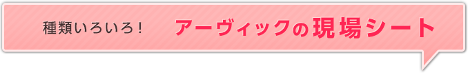 種類いろいろアーヴィックのの現場シート